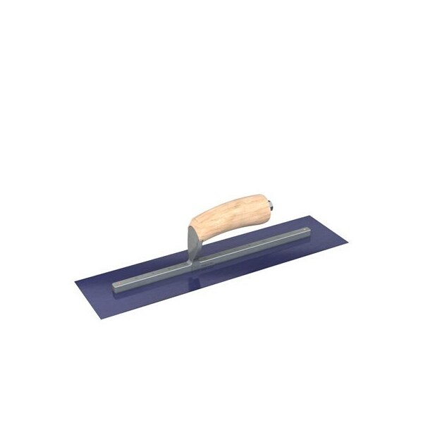 Ultra Flex Blue Steel Finishing Trowel - Sqaure End - 16" x 4" with Camel Back Wood Handle